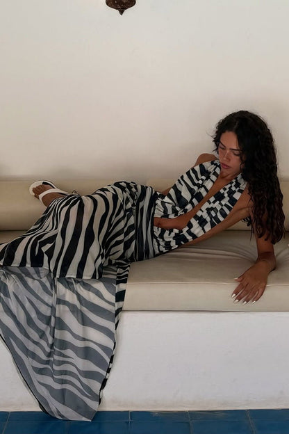 Sara Zebra Cutout Maxi Dress