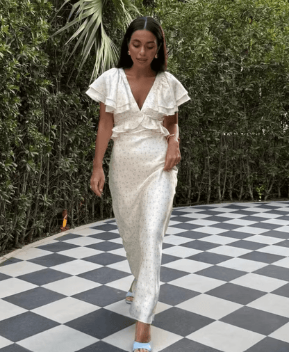 Taylor Ruffle Sleeves Midi Dress