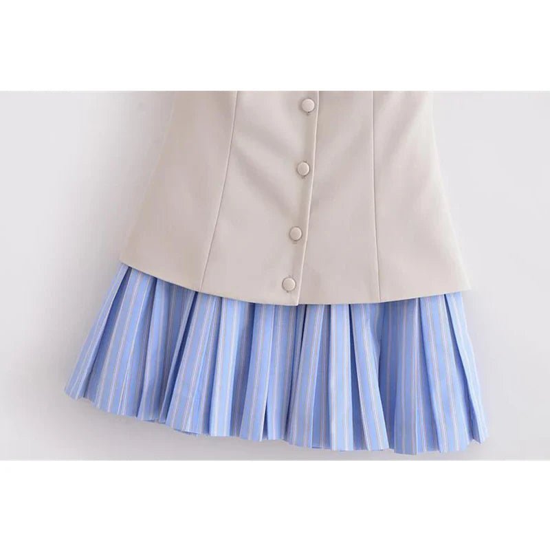 Trina Striped Pleated Corset Mini Dress