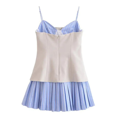 Trina Striped Pleated Corset Mini Dress