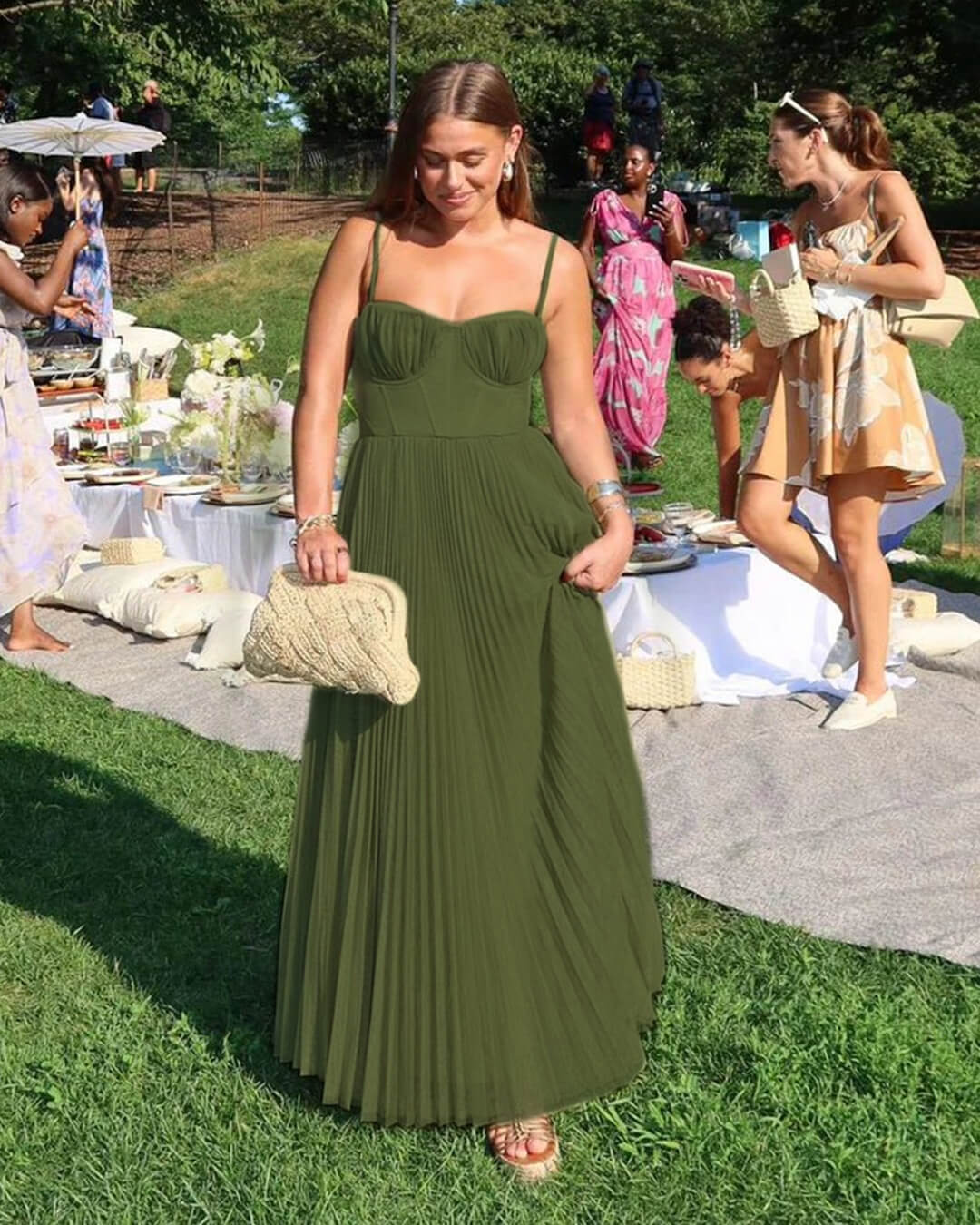 Teresa Pleated Sleeveless Maxi Dress