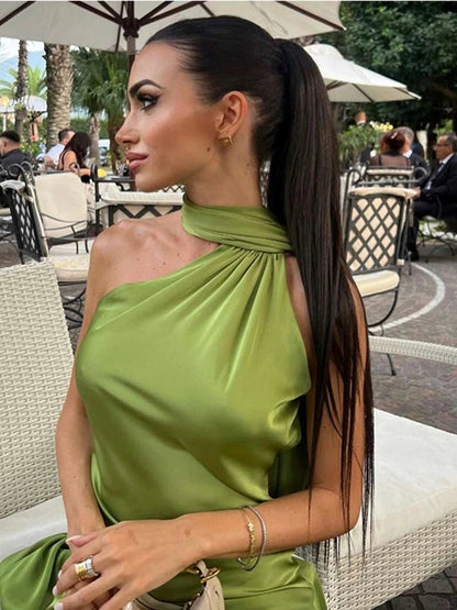 Bianca Halter Backless Satin Dress