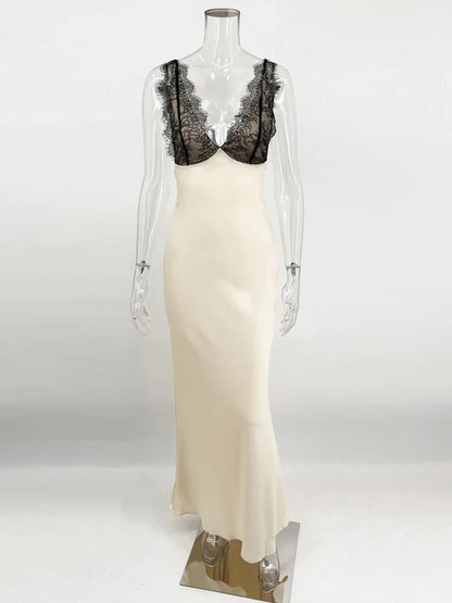 Ambre Lace V-Neck Patchwork Summer Dress