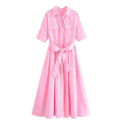 Ariane Belted Shirt Midi Dress