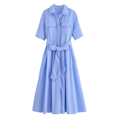 Ariane Belted Shirt Midi Dress