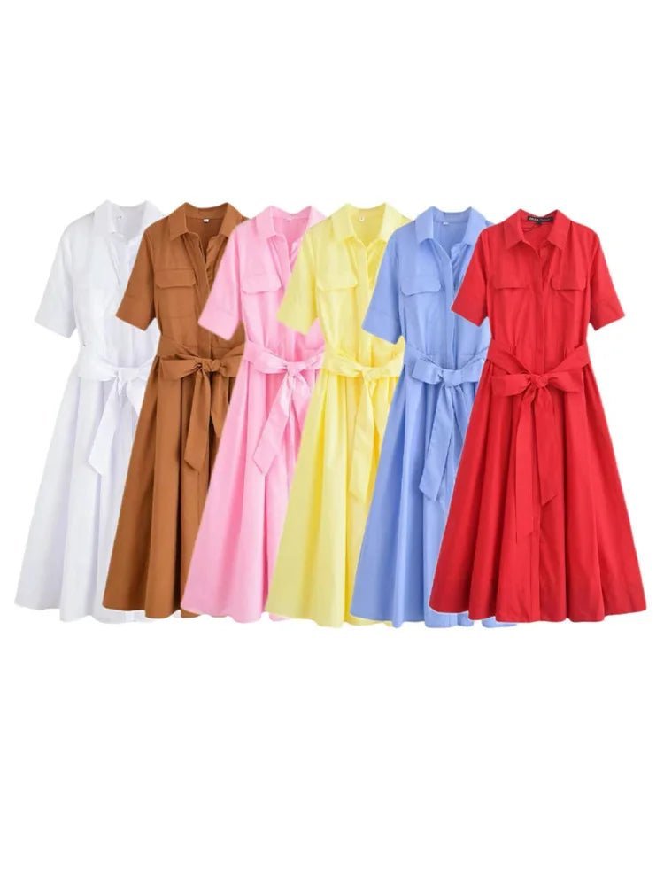 Ariane Belted Shirt Midi Dress