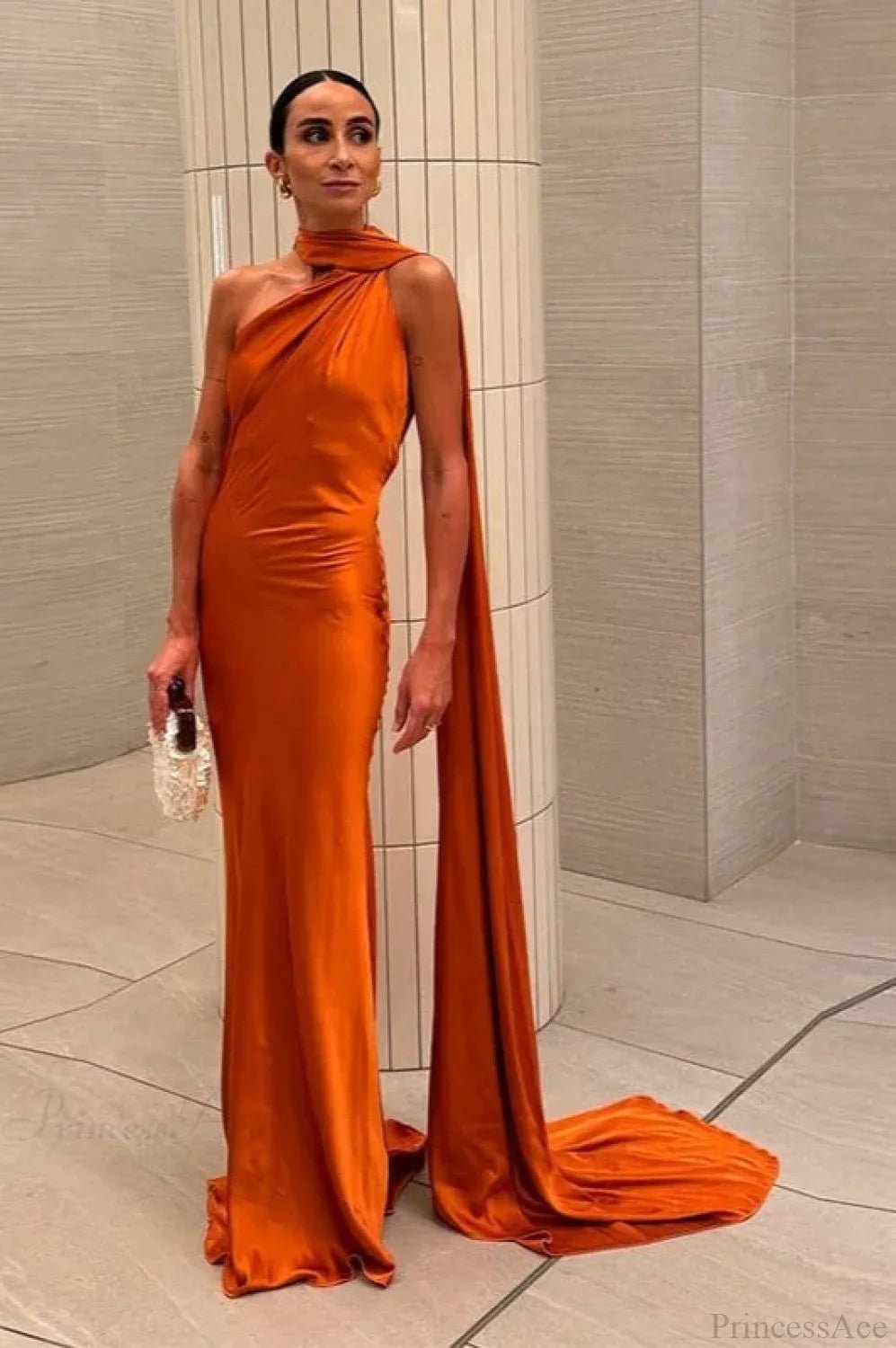 Beatrice Halter Backless Silk Satin Maxi Dress