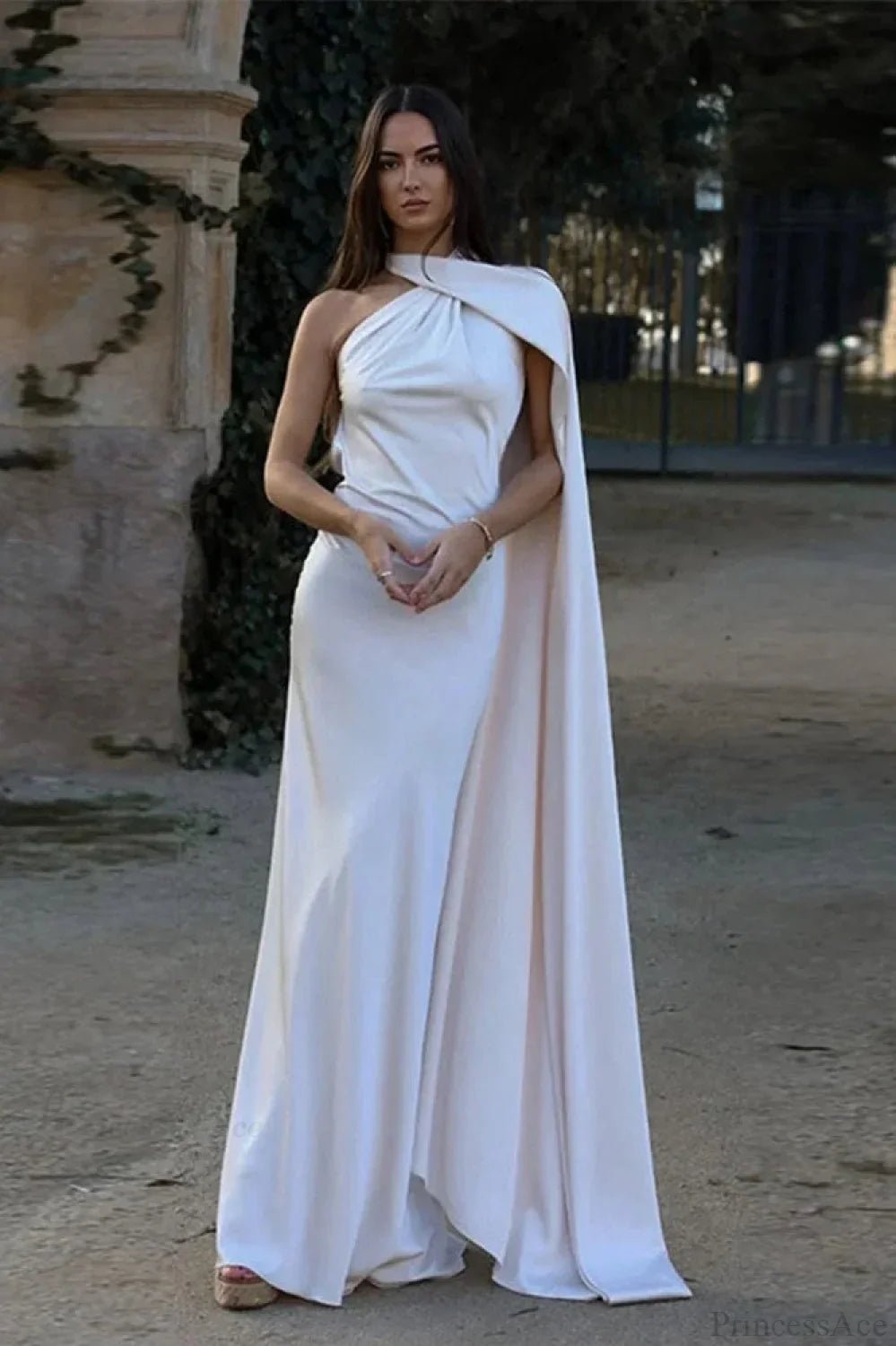 Beatrice Halter Backless Silk Satin Maxi Dress