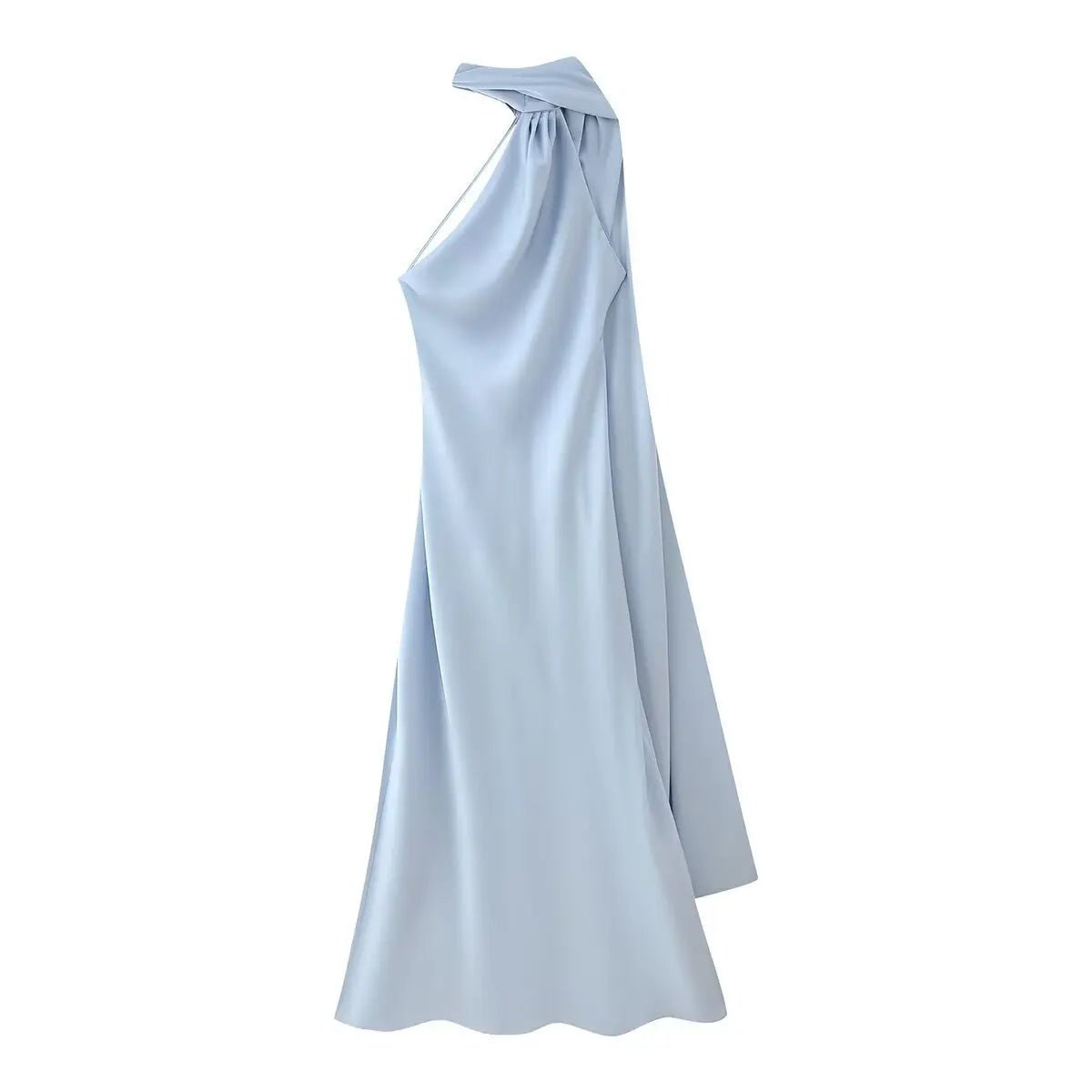 Beatrice Halter Backless Silk Satin Maxi Dress