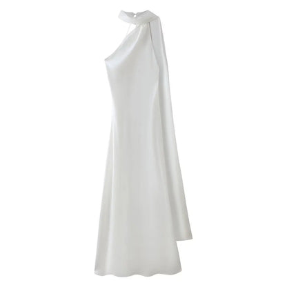 Beatrice Halter Backless Silk Satin Maxi Dress