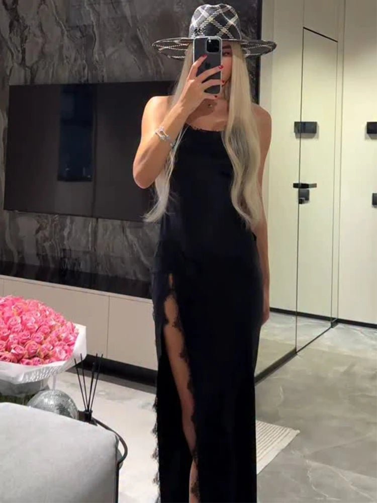 Ahlam Halter Lace Maxi Dress