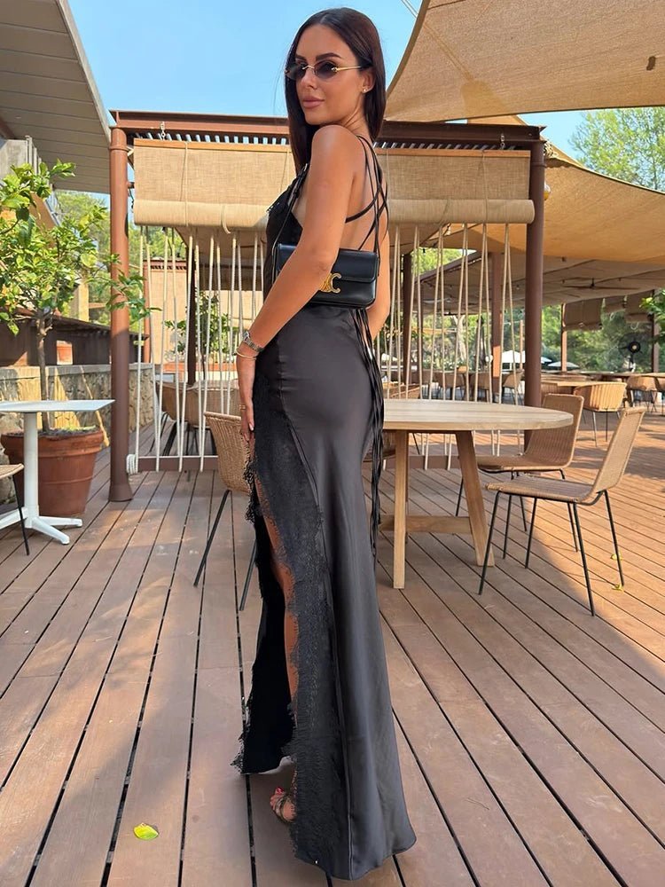 Ahlam Halter Lace Maxi Dress