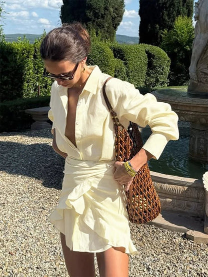 Beatrice Lace-Up Shirt Dress