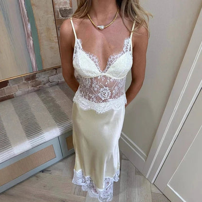 Sandra Lace V-Neck Maxi Dress