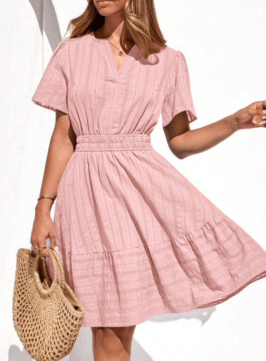 Bianca Ruffled V-Neck Cocktail Dress