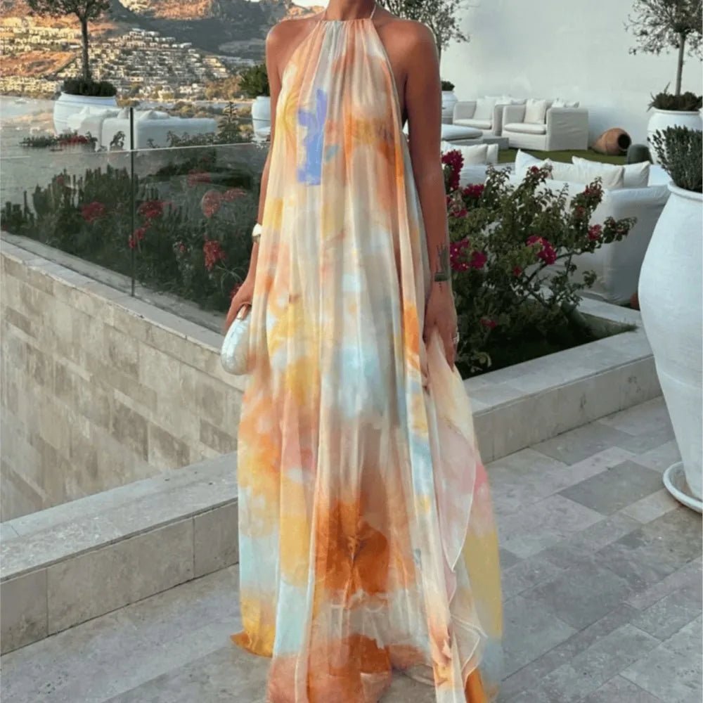 Sophia Halter Neck Lace-Up Maxi Dress