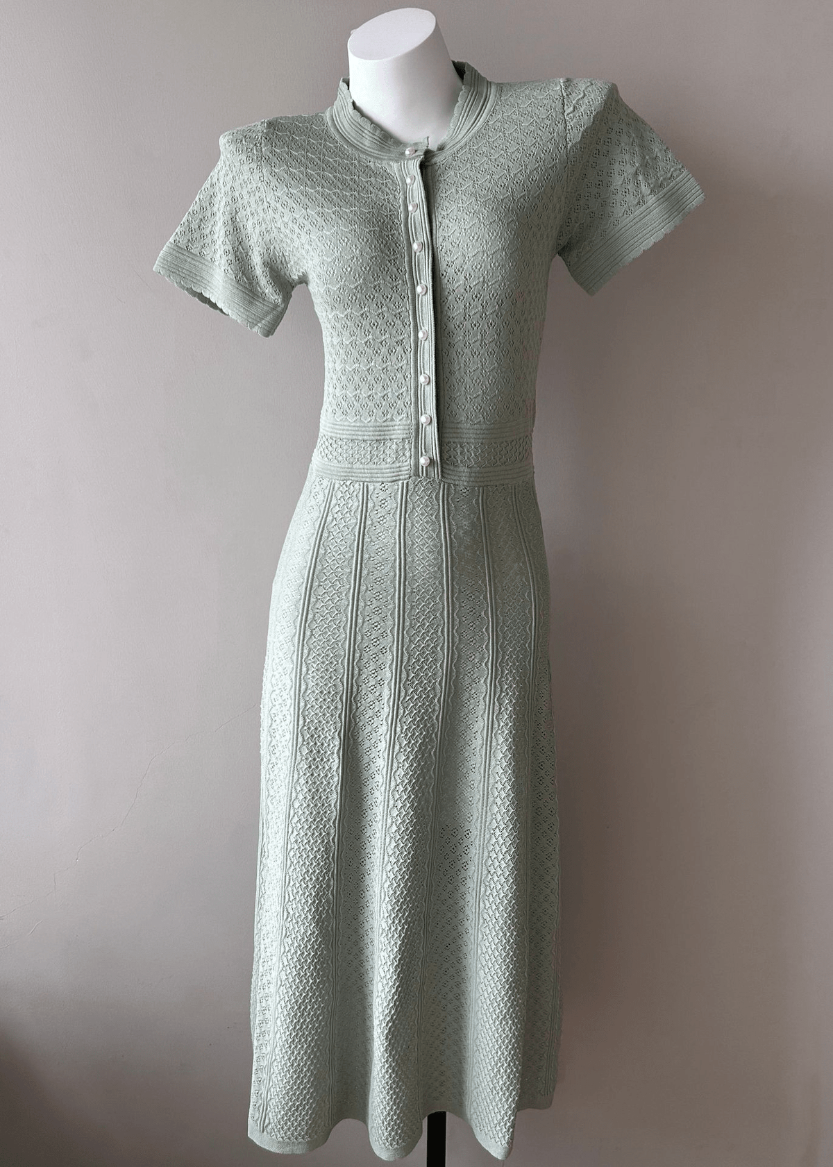 Celeste Half Button Knitted Midi Dress
