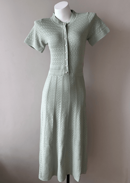 Celeste Half Button Knitted Midi Dress