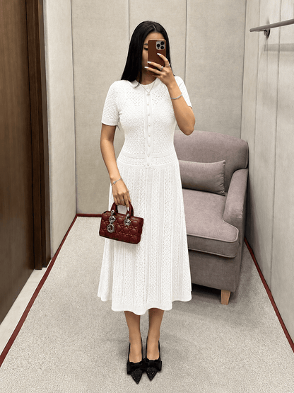 Celeste Half Button Knitted Midi Dress