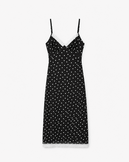 Laura Lace Trim Polka Dot Dress