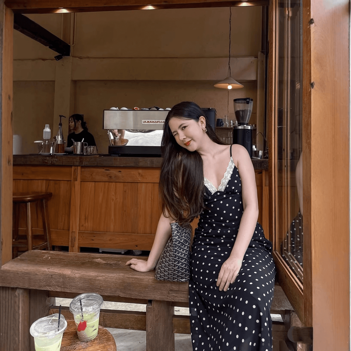 Laura Lace Trim Polka Dot Dress