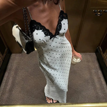 Laura Lace Trim Polka Dot Dress