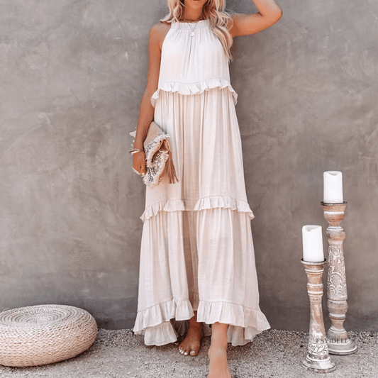 Celeste Ruffle Hem Beach Maxi Dress
