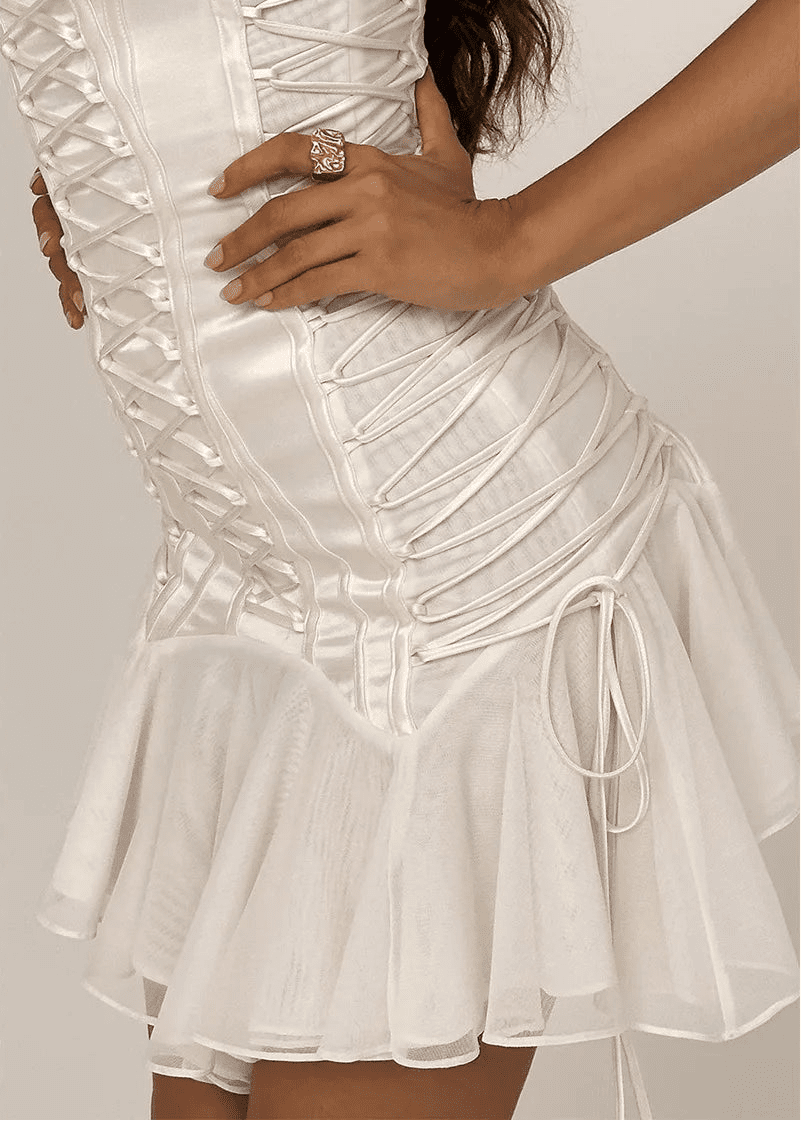 Emilia Strapless Lace-Up Mermaid Mini Dress