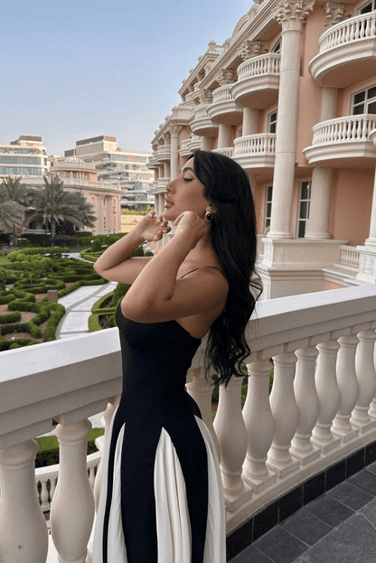 Ciara Contrasting Pleated Maxi Dress