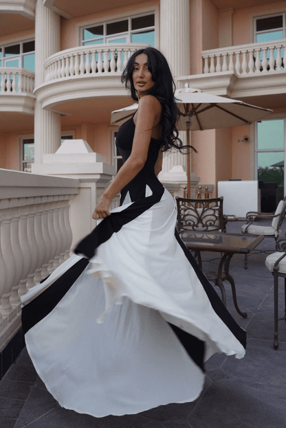 Ciara Contrasting Pleated Maxi Dress
