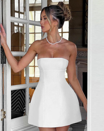 Colby Cinched Waist Strapless Mini Dress