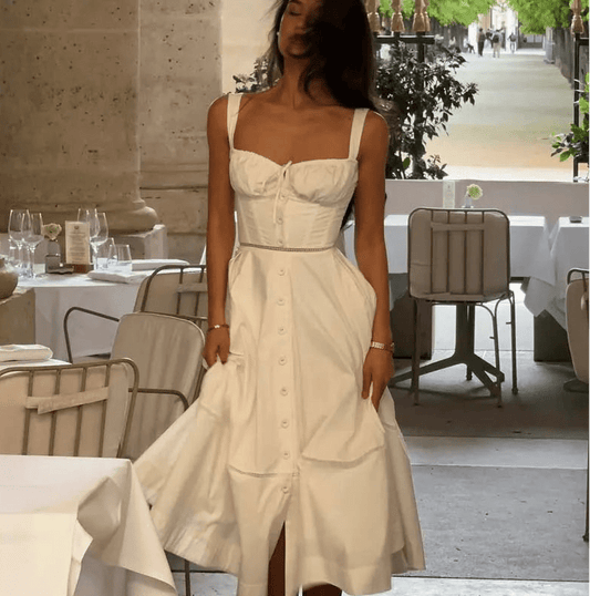 Dina Sleeveless Sweetheart Midi Dress