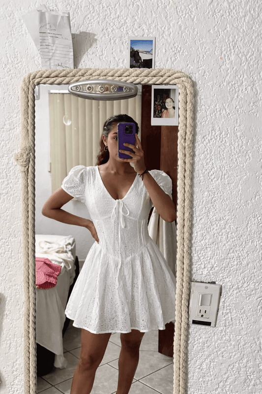 Jane Puff Sleeve Embroidered Mini Dress