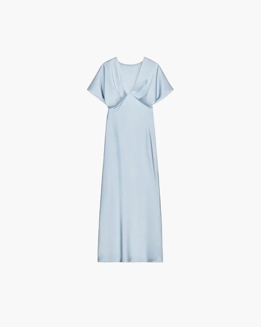 Janna V Neck Satin Midi Dress