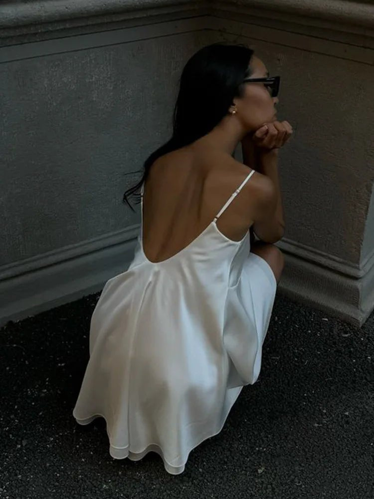 Jiselle V Neck Satin Mini Dress