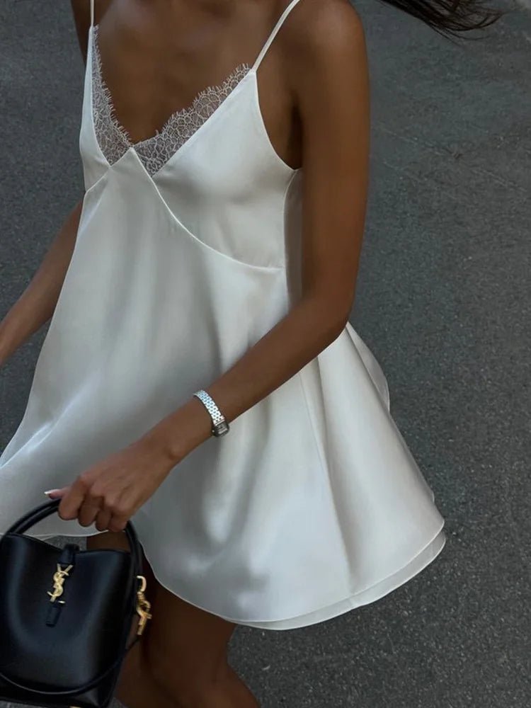 Jiselle V Neck Satin Mini Dress