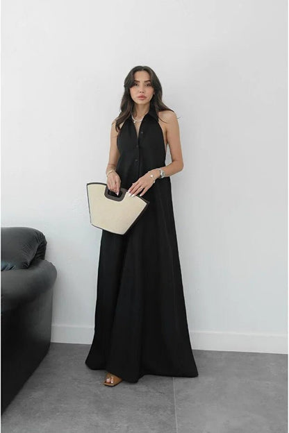 Kaya Halter Neck Elegant Maxi Dress