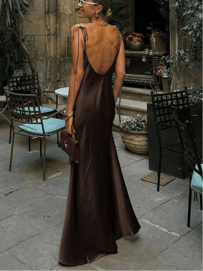 Laura Backless Satin Maxi Dress