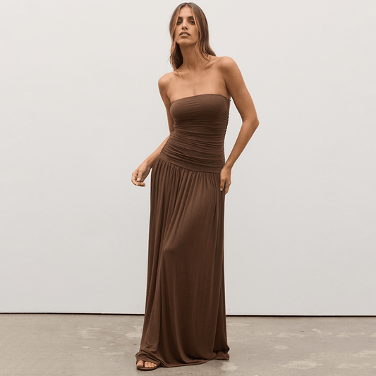 Lauren Strapless Ruched Maxi Dress