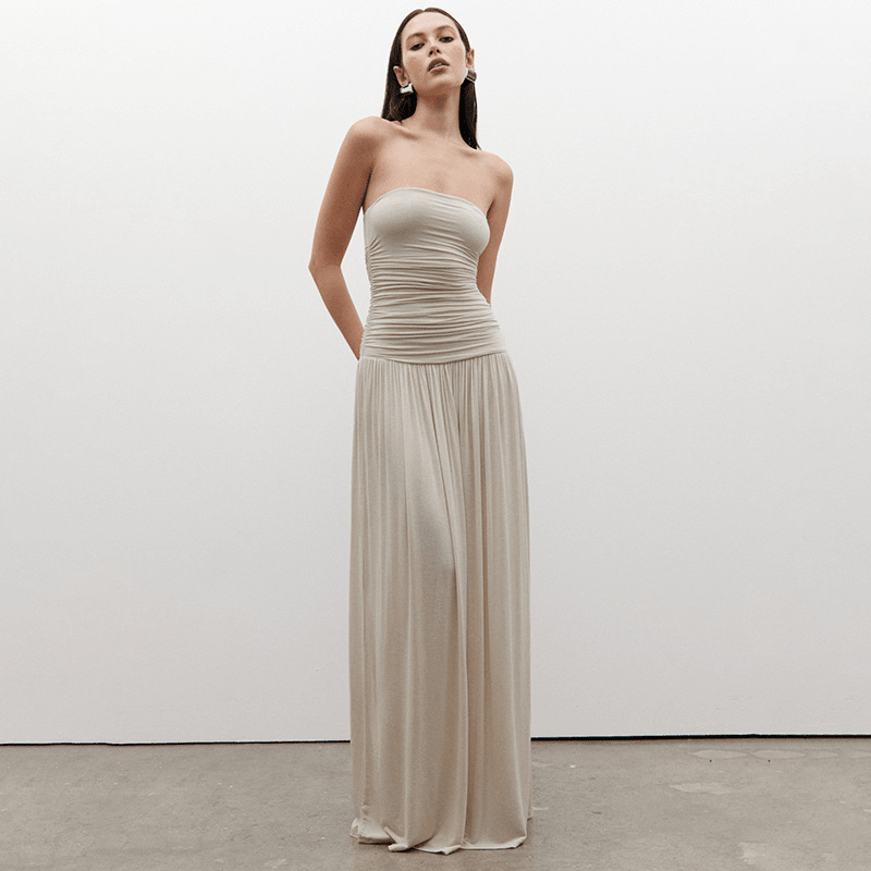 Lauren Strapless Ruched Maxi Dress