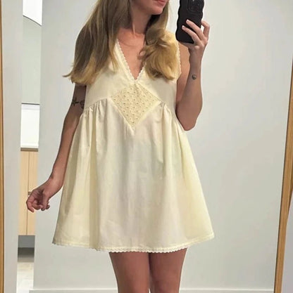 Olivia Lace Trim Boho Mini Dress
