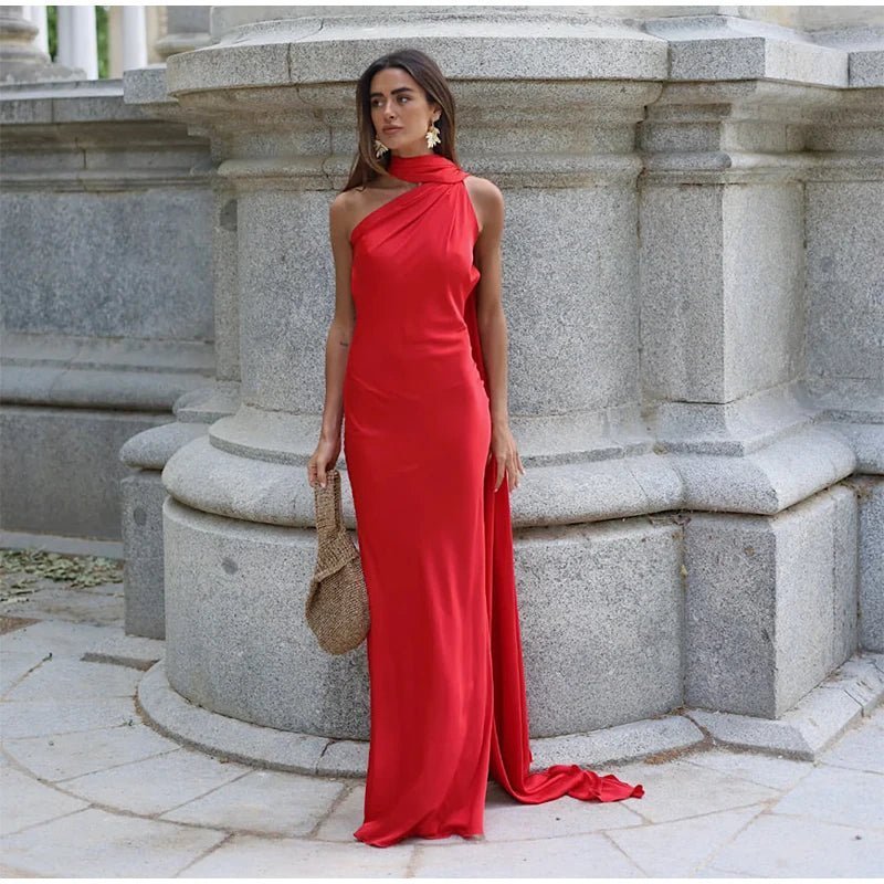 Raisa Satin Ribbon Backless Evening Gown