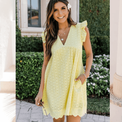 Regine V Neck Sleeveless Mini Dress