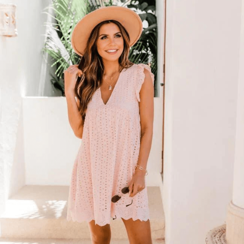 Regine V Neck Sleeveless Mini Dress