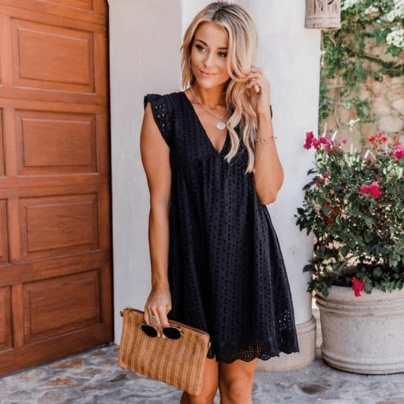 Regine V Neck Sleeveless Mini Dress
