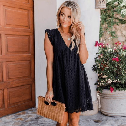 Regine V Neck Sleeveless Mini Dress