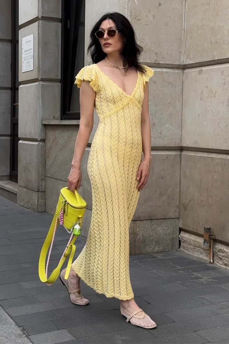 Roan Ruffle Knit Midi Dress