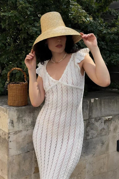 Roan Ruffle Knit Midi Dress