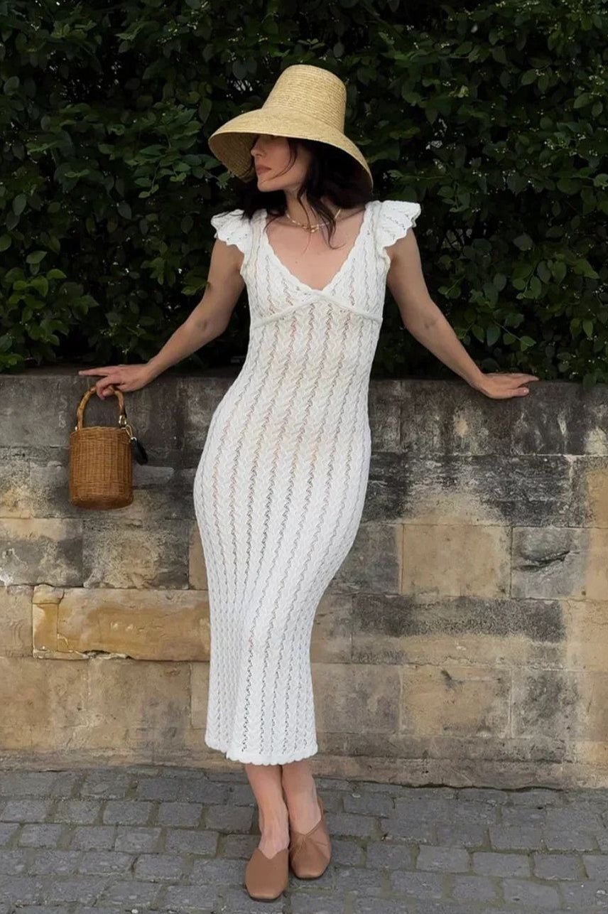 Roan Ruffle Knit Midi Dress