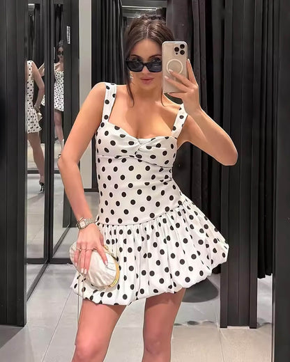 Cassy Polka Dot Balloon Mini Dress